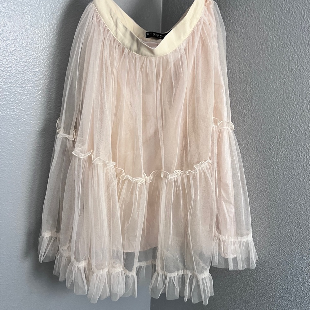 Little Mistress Cream Layered Tulle Skirt